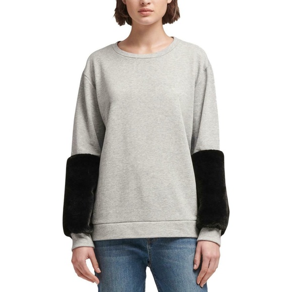 DKNYC Tops - DKNY Faux-Fur Accent Sweatshirt